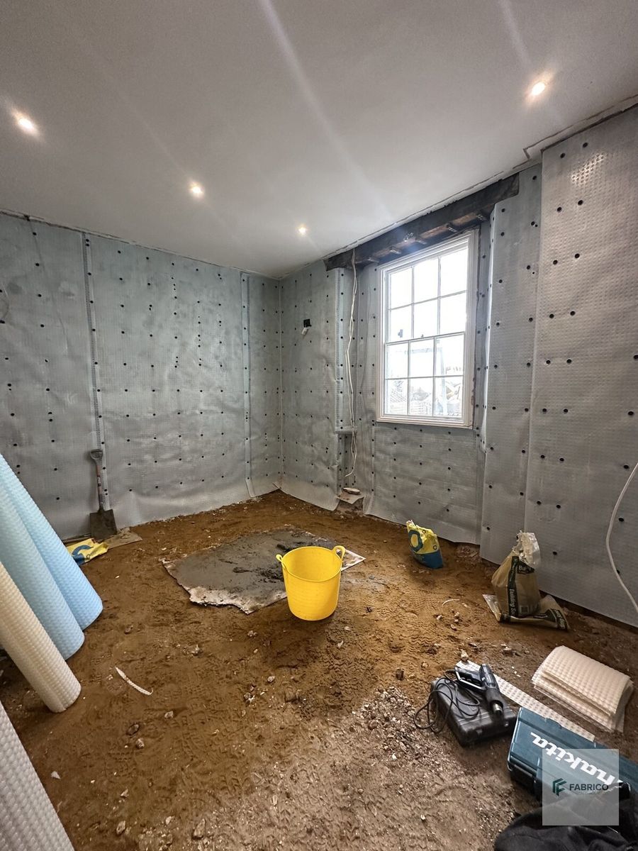 Basement waterproofing — membrane coverage on all walls