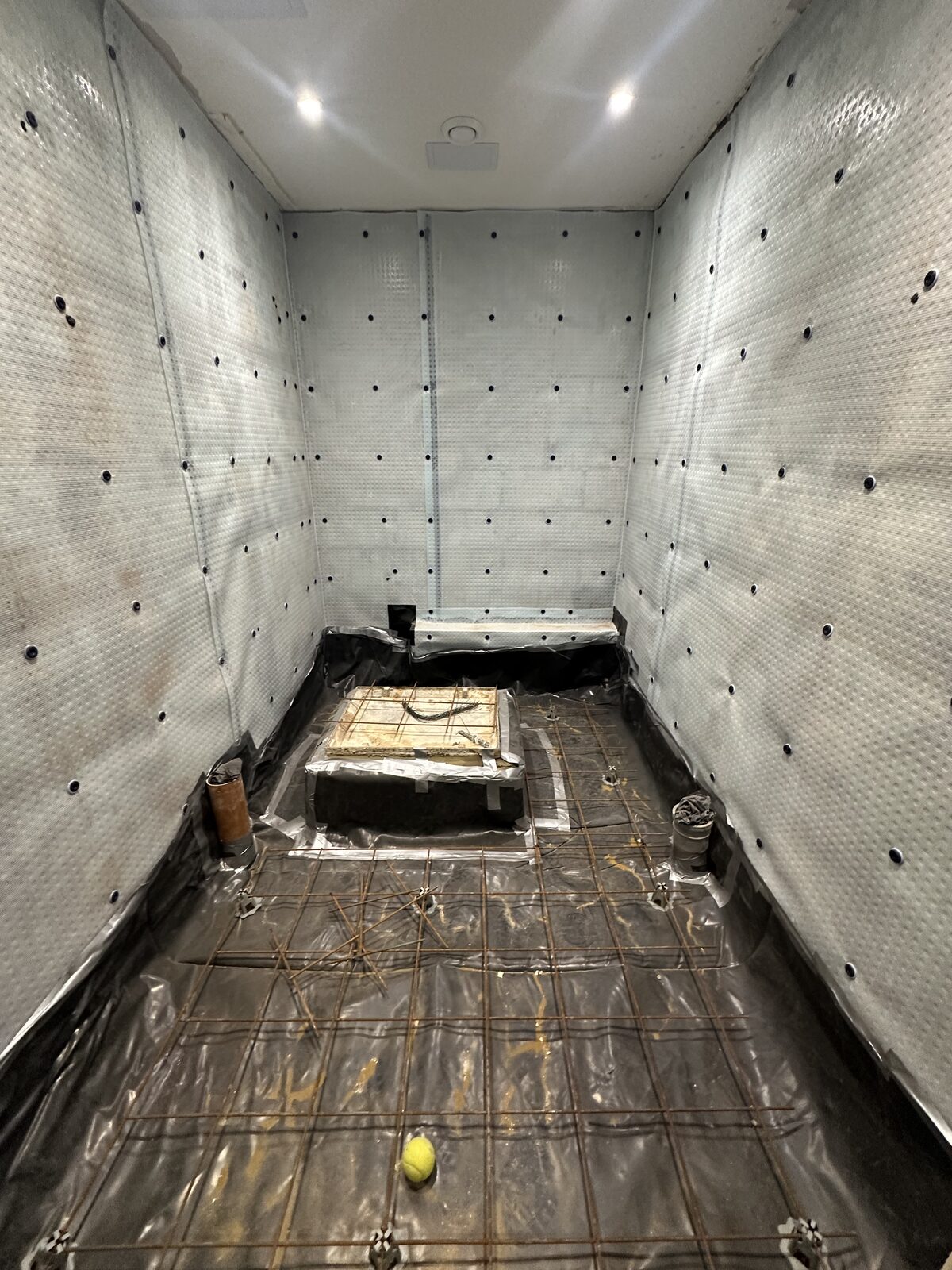 Basement structural floor with reinforcement bars